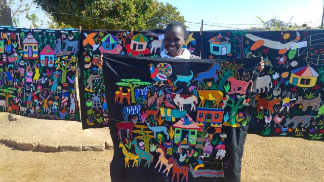 Bertha Rengae, Group coordinator of Group 3 of the women of the Mapula Embroidery Trust